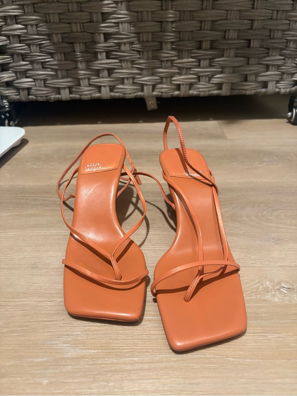 Jeffrey Campbell Fluxx Orange Strappy Square-Toe Sandals